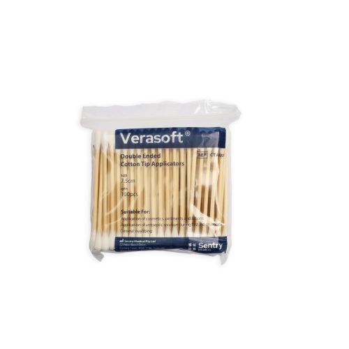 Sentry Medical Sentry Medical Cta 7.5cm D/E Wooden Non Sterile Cotton Buds Pack of 100