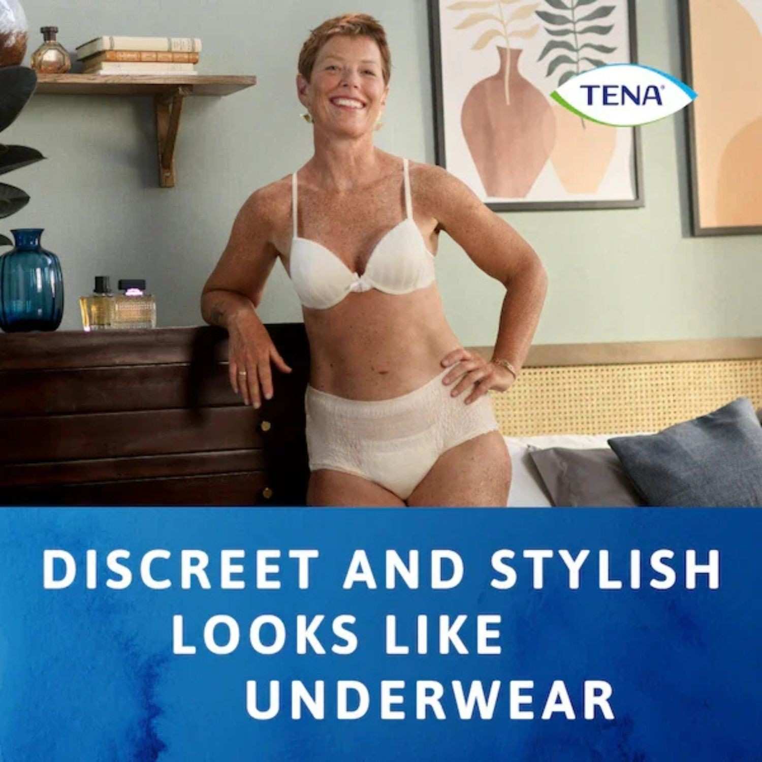 Tena Tena Discreet High Waist Underwear - Creme Large