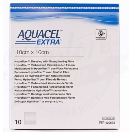 Aquacel Aquacel Extra Hydrofiber Dressing Sterile 10x10cm