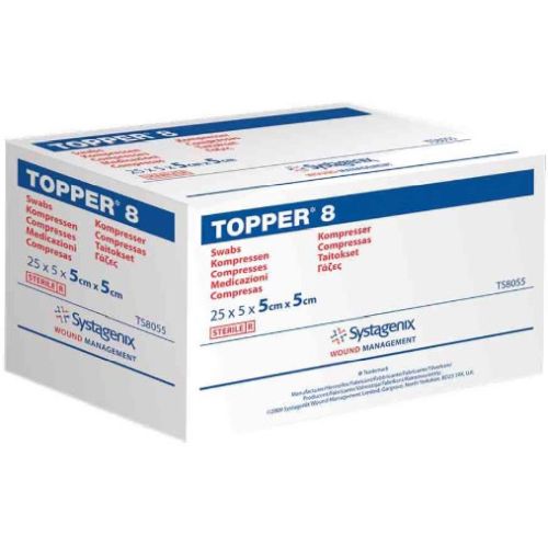 SOLVENTUM GAUZE SWABS 5x5cm TOPPER 8 5's ST Box of 25
