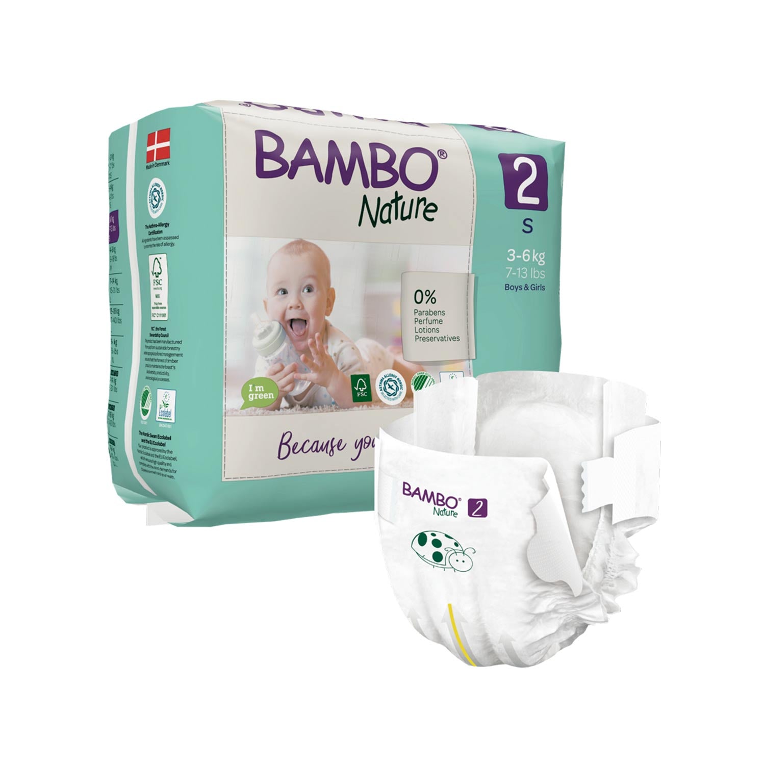 Bambo Nature Bambo Nature Nappies Size 2 Small (3-6kg)