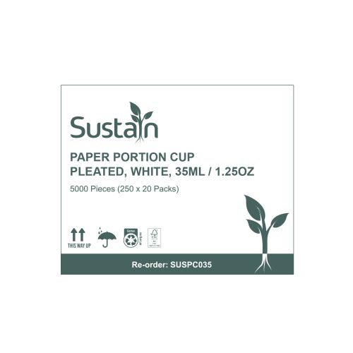 Sustain Sustain Paper Portion Cup Pleated White 35mL