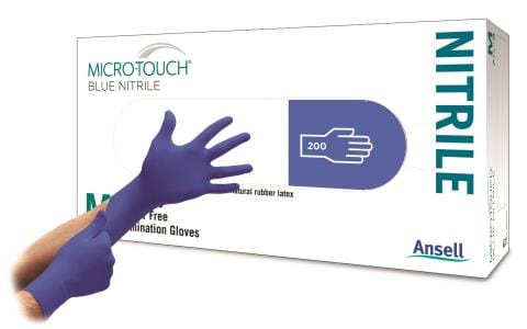 Ansell Ansell Micro-Touch Blue Nitrile Powder Free Gloves Small Box of 200