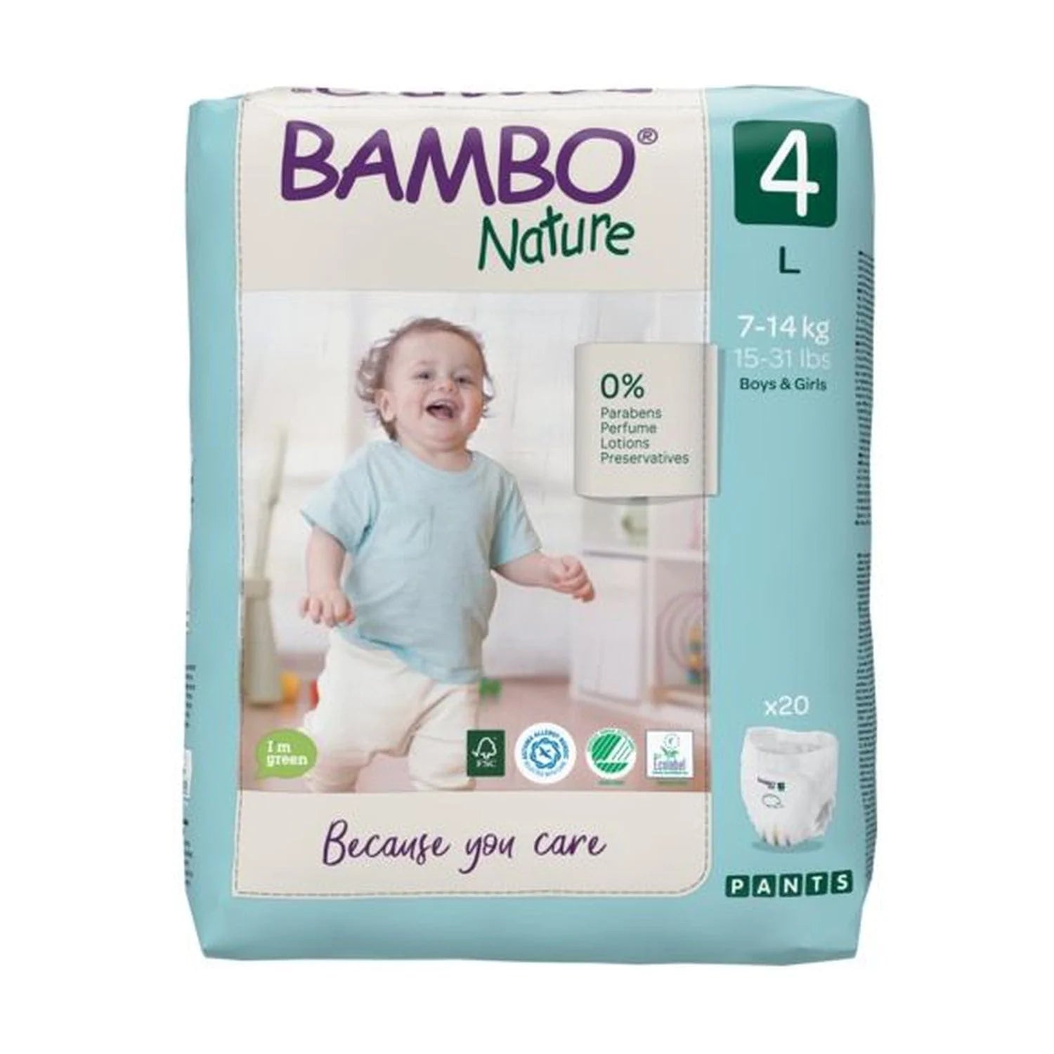Bambo Nature Bambo Nature Pull Up Pants Size 4 Large (7-14kg) Carton of 100
