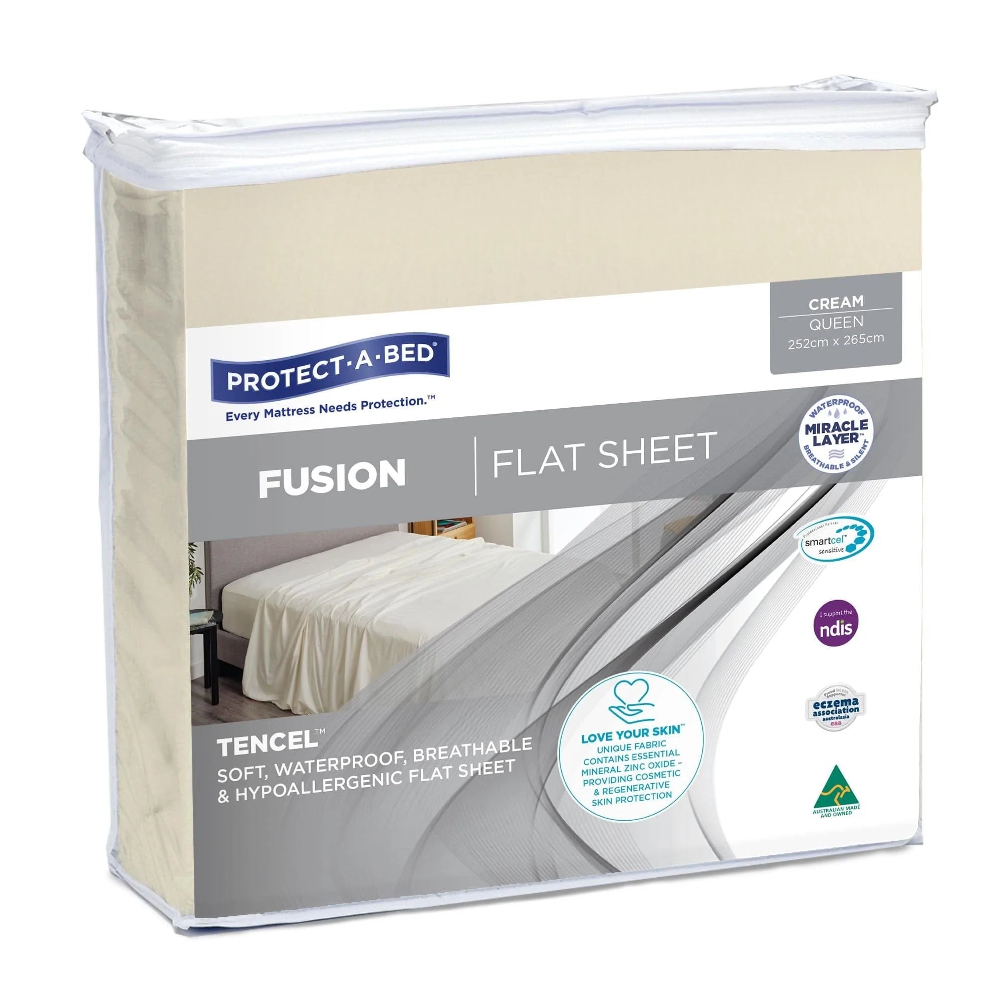 Protect A Bed King / Cream Fusion Waterproof Flat Sheet SNUF0098KNG0__EA