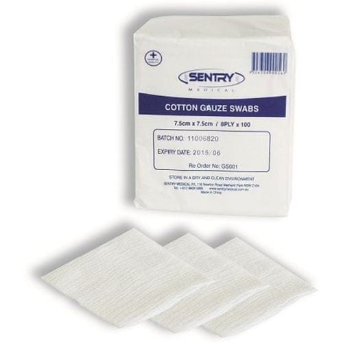 Sentry Medical Sentry Medical Gauze Swabs 7.5cm x 7.5cm Pack of 100