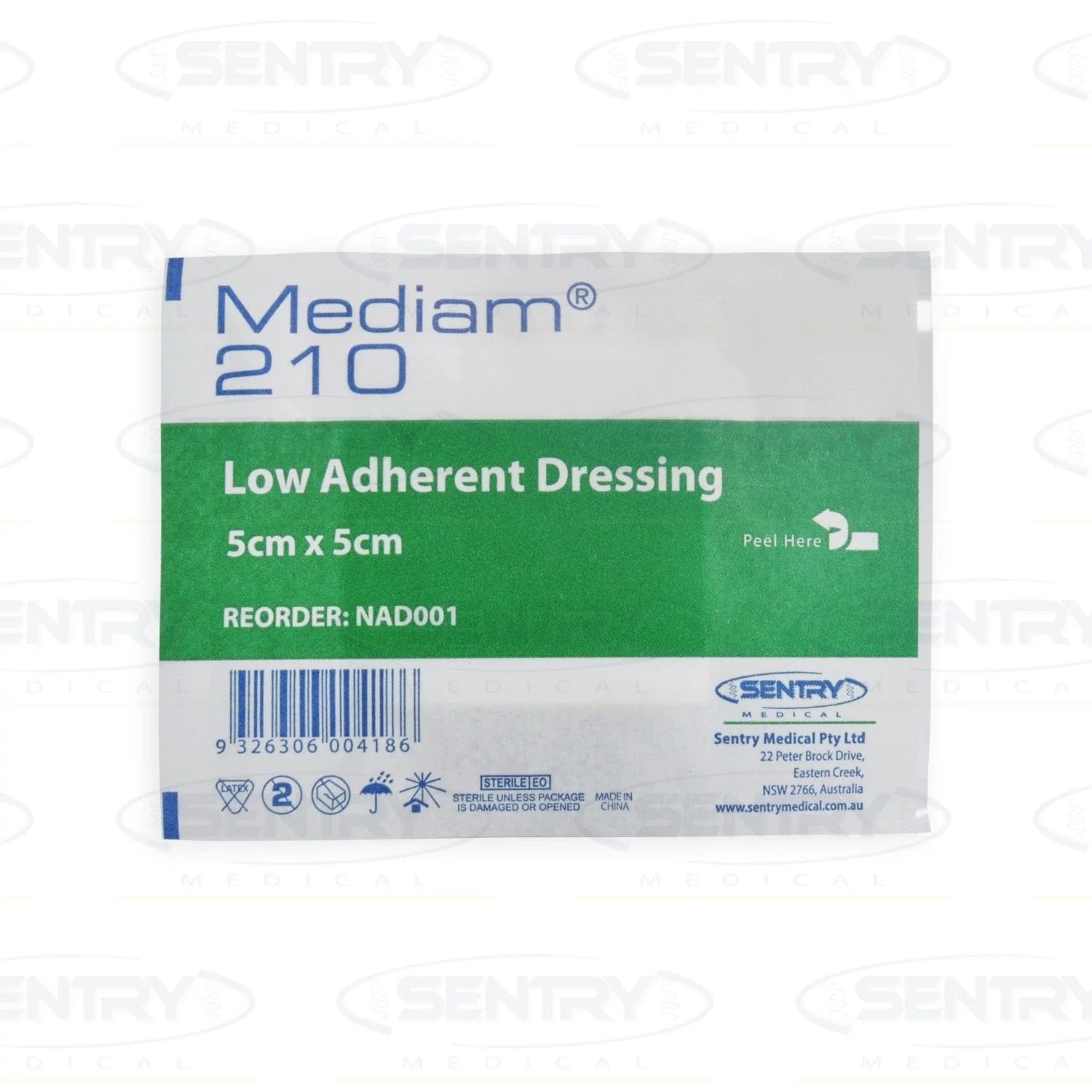 Sentry Medical Sentry Medical Non Adherant Normal Mediam210 Sterile 5 x 5cm Each