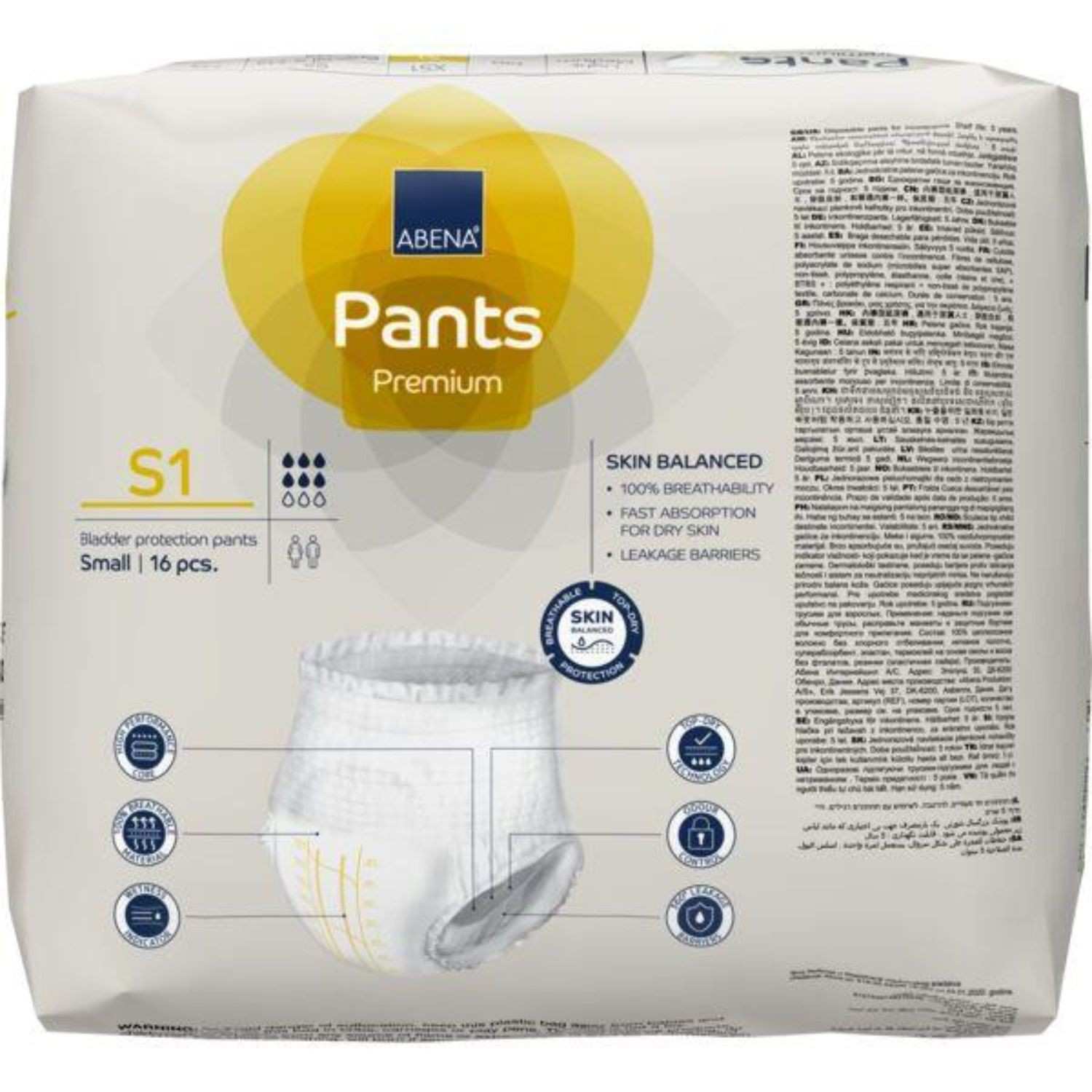 Abena Abena Pants S1 Yel 1400ML 60-90cm