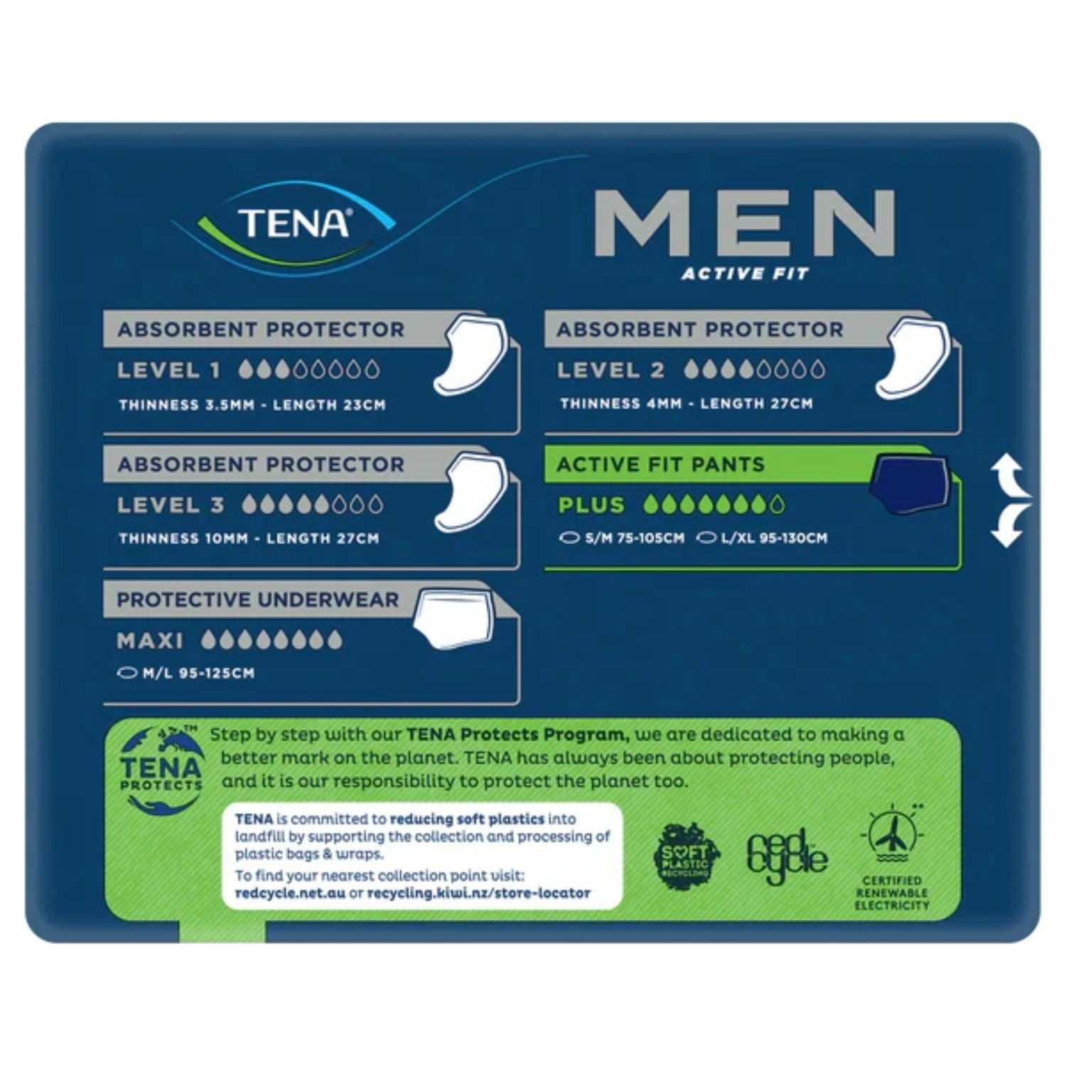 Tena Tena Men Active Fit Pants Plus - Navy