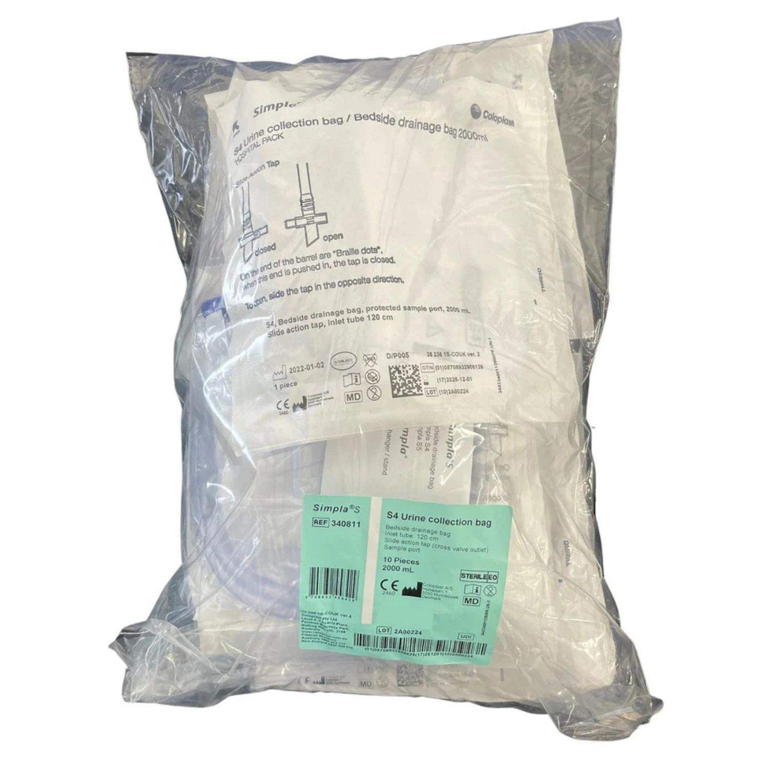 Coloplast Coloplast Simpla S4 2000ml Urine Drainage Bag with Tap Sterile