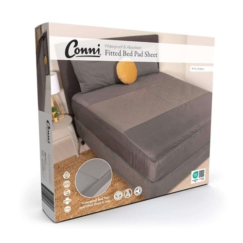 Conni CONNI FITTED BED SHEET PAD SINGLE CHARCOAL Each