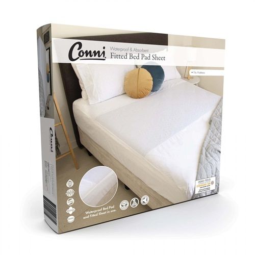 Conni CONNI FITTED BED SHEET PAD SINGLE WHITE Each