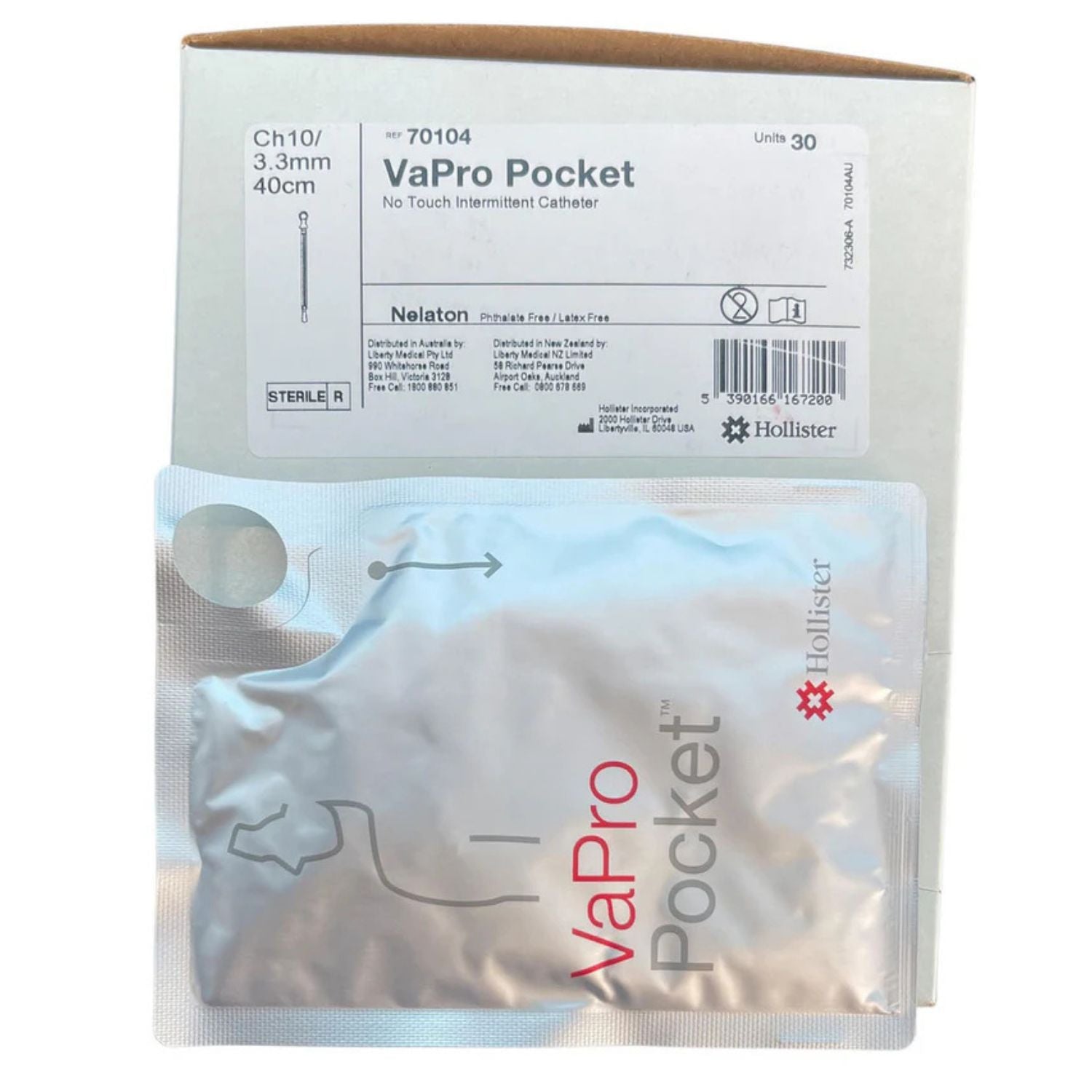 Hollister Hollister VaPro Pocket No Touch Intermittent Catheter With Tip Male 40cm