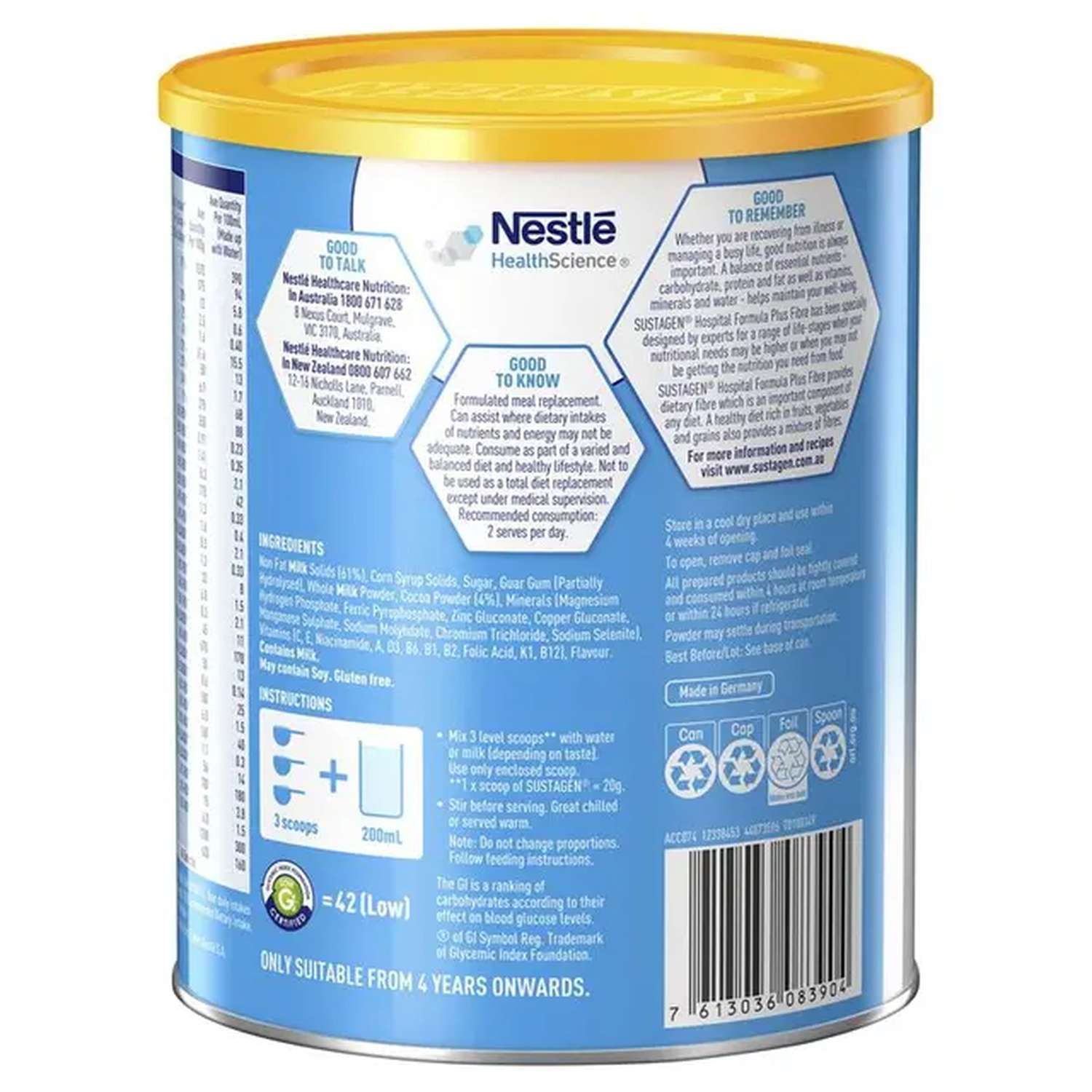 Nestle Nestle Sustagen Hospital Formula Active Plus Fibre 840g