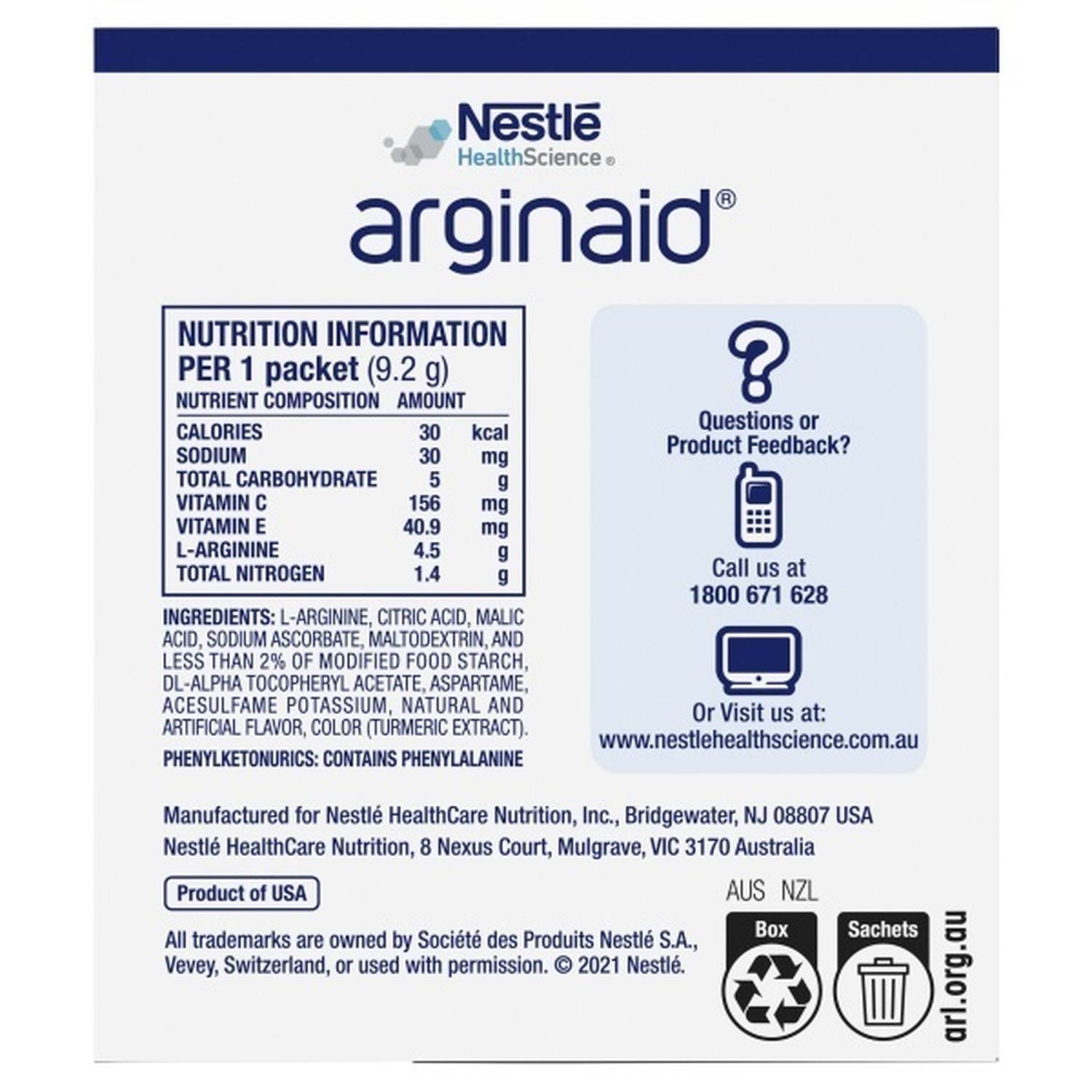 Nestle Nestle Arginaid Orange Sachet 9.2g