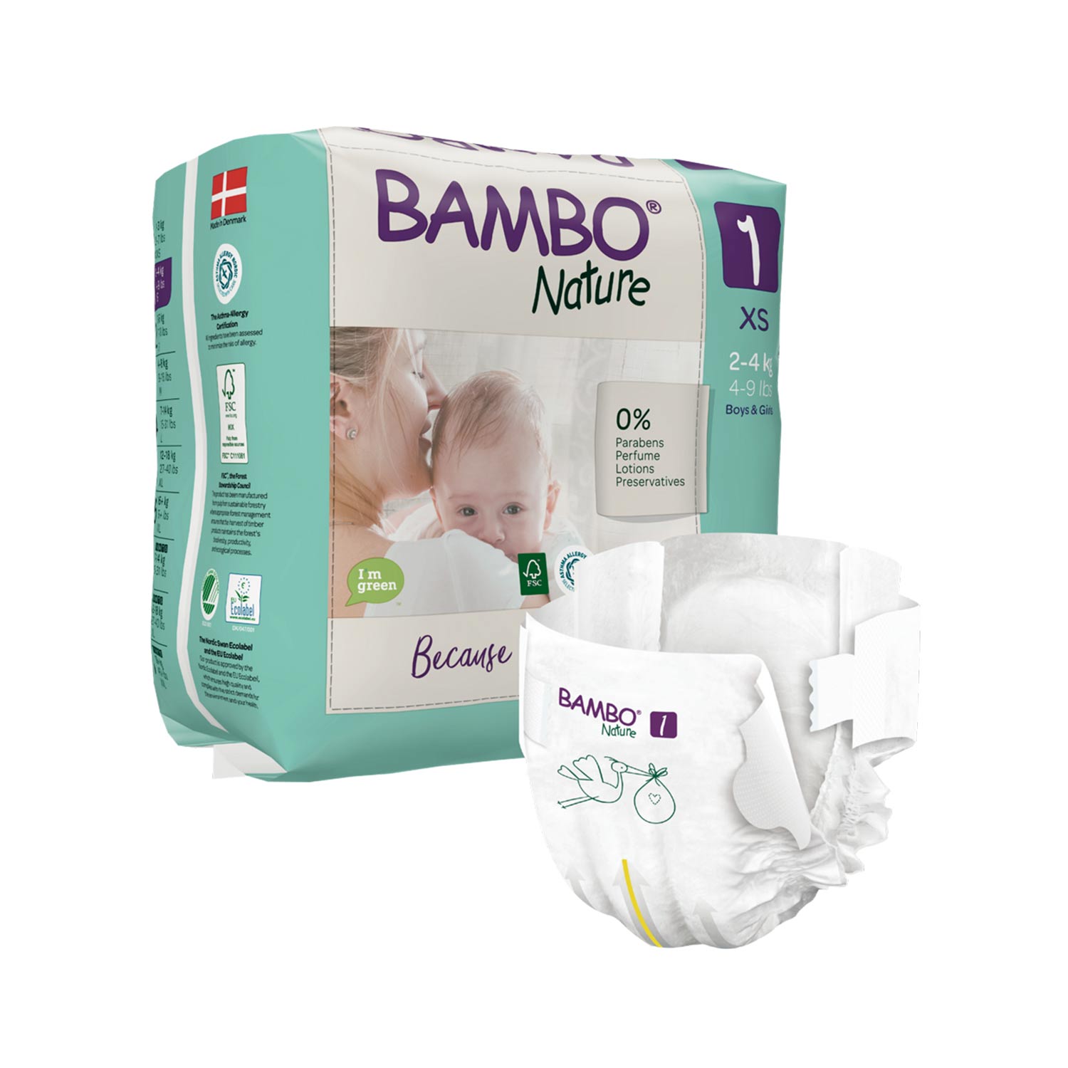 Bambo Nature Bambo Nature Nappies Size 1 XS (2-4kg)