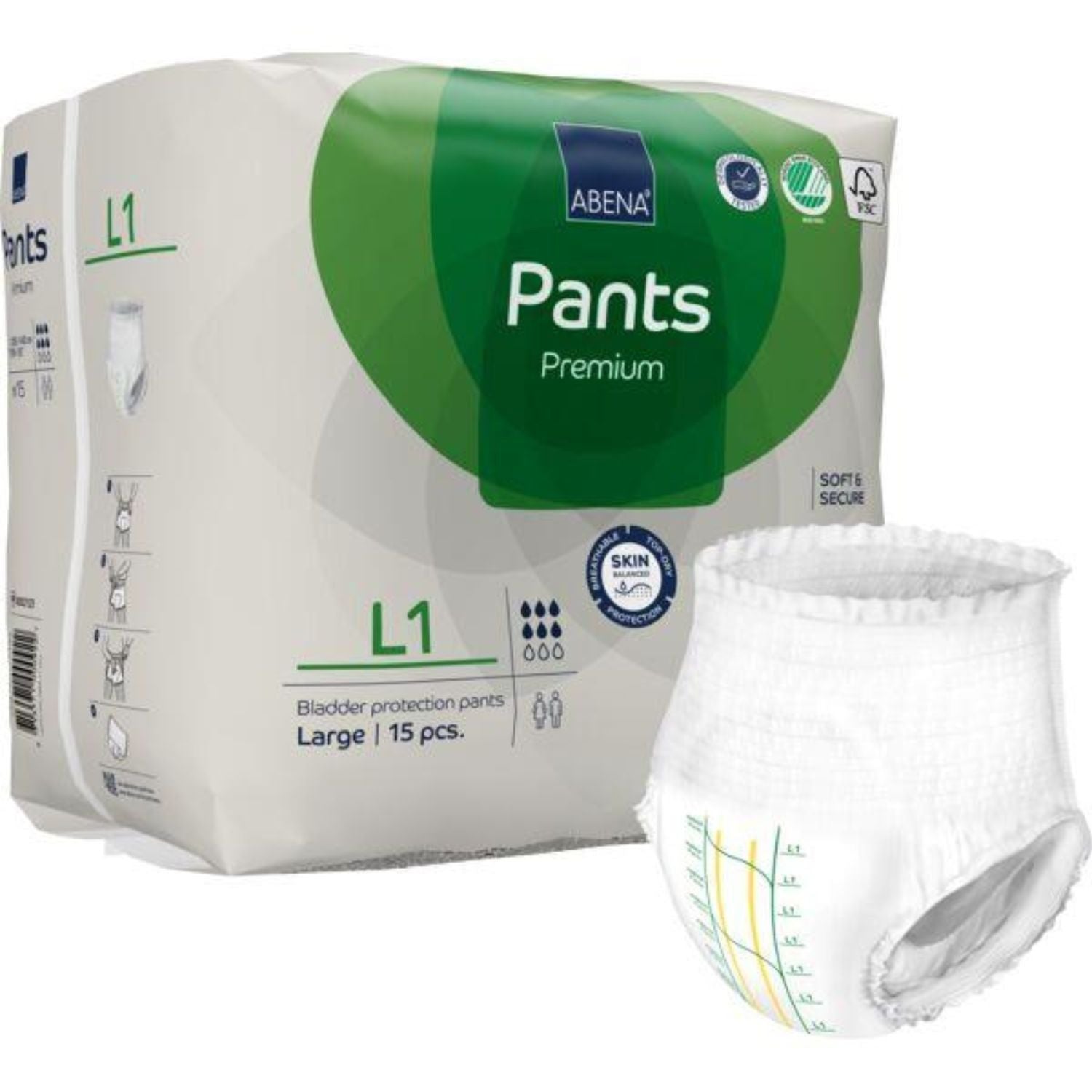 Abena Abena Pants L1 Grn 1400ml 100-140cm