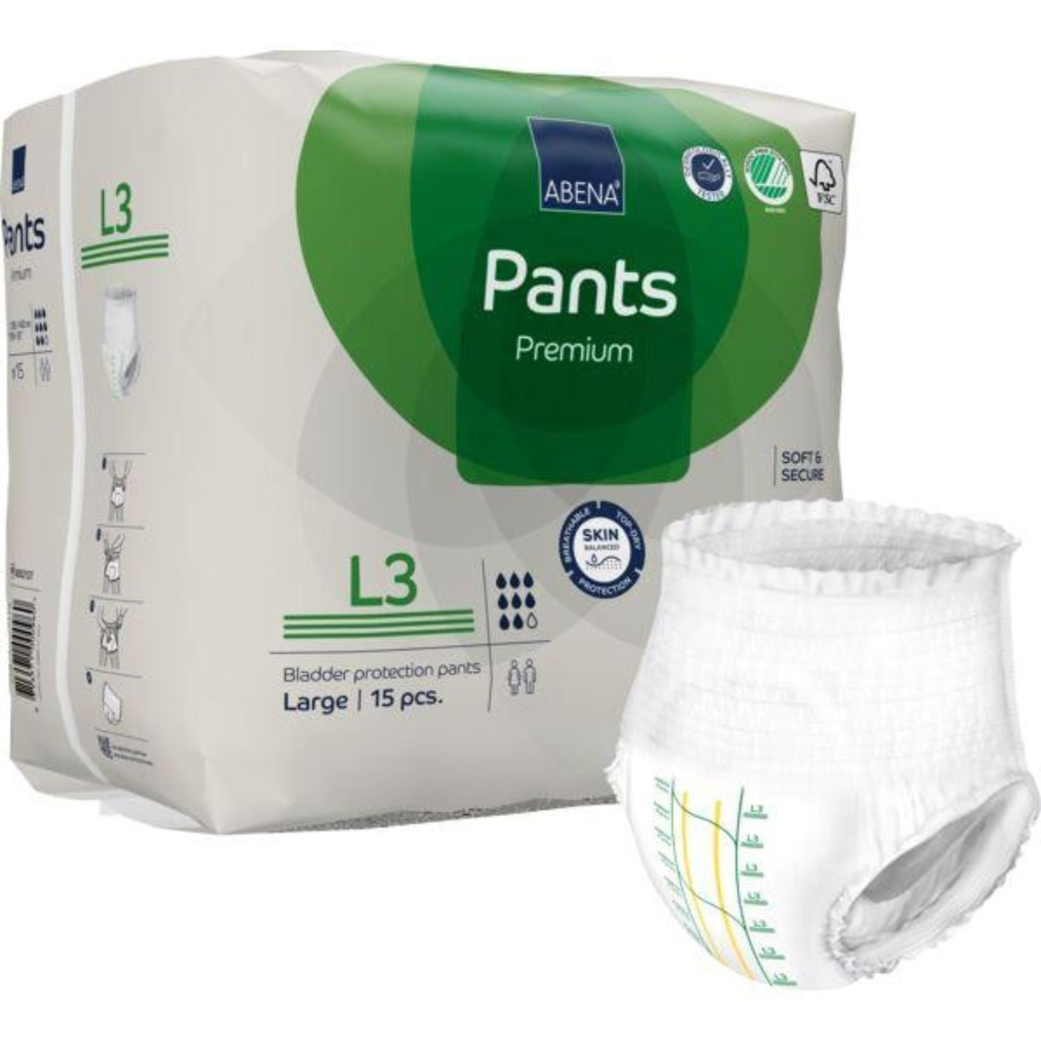 Abena Abena Pants L3 Green 2400mL 100-140cm