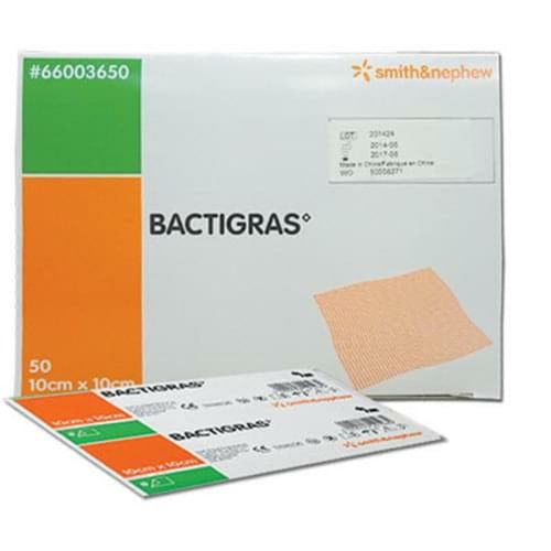Smith & Nephew Smith+Nephew BACTIGRAS 10x10cm (50) Box of 50