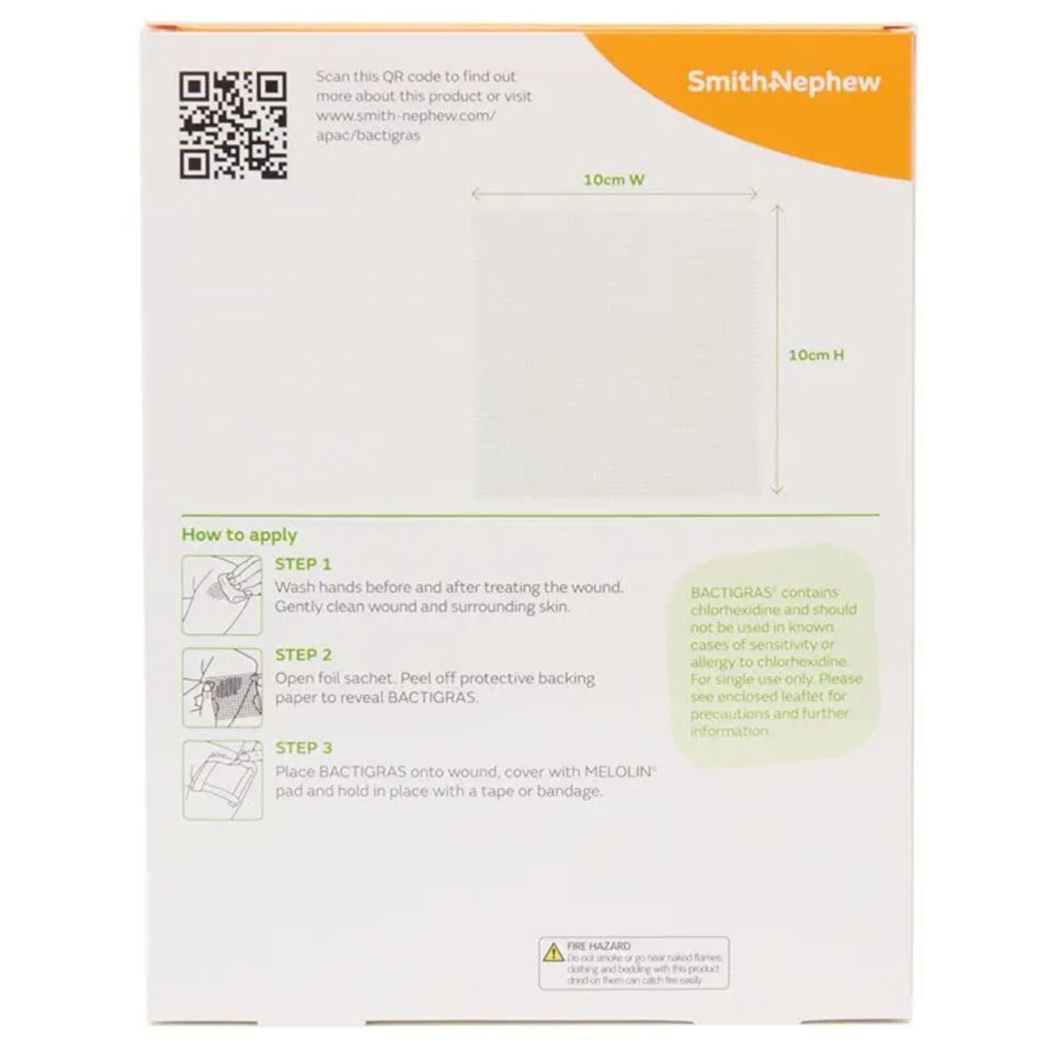 Smith & Nephew Smith+Nephew BACTIGRAS 10x10cm (50)