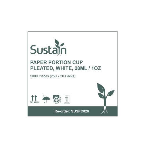 Sustain Sustain Paper Portion Cup Pleated White 28ml