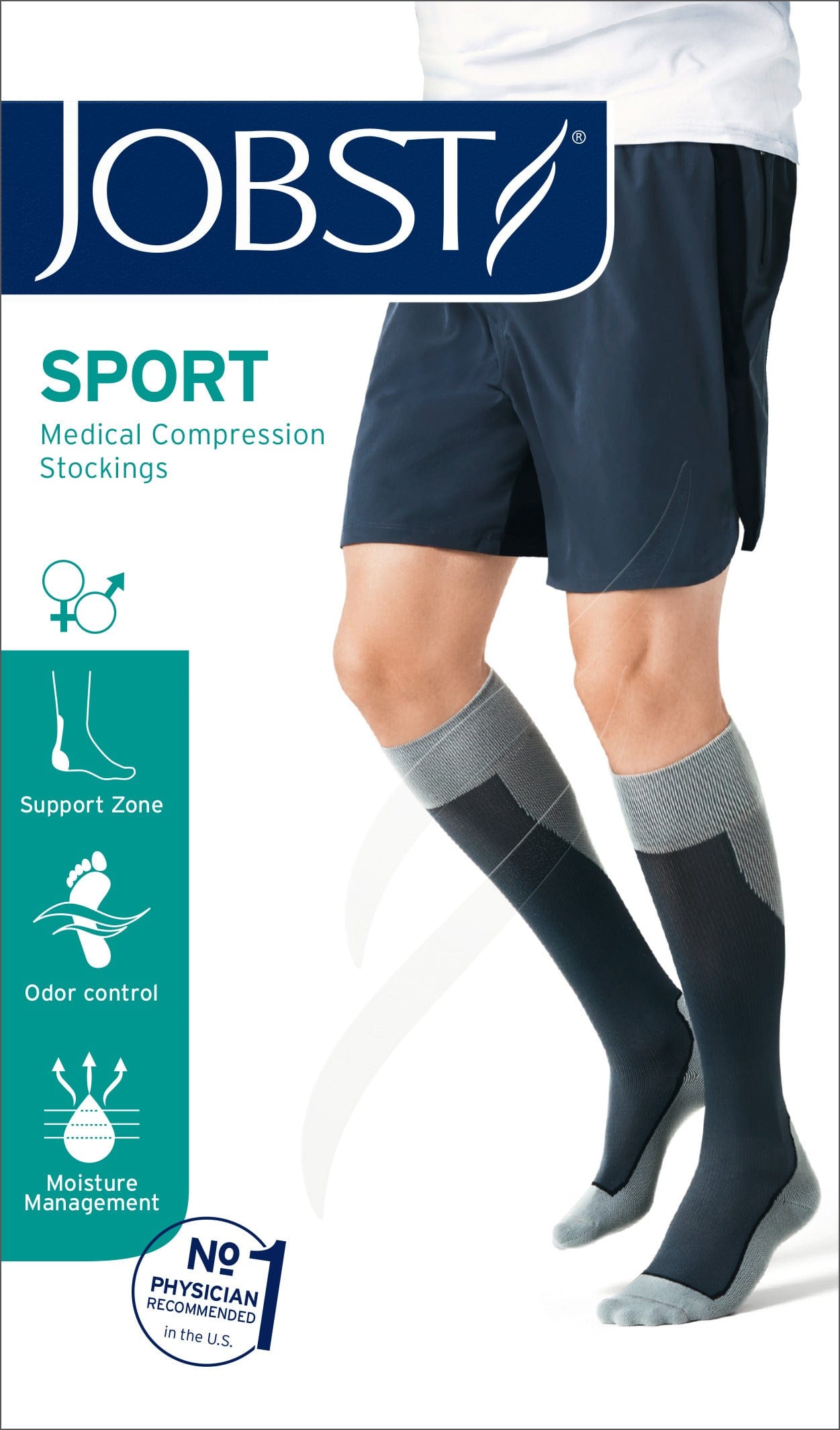 JOBST JOBST Sport Knee High Compression Sock Small Black 15-20mmHg