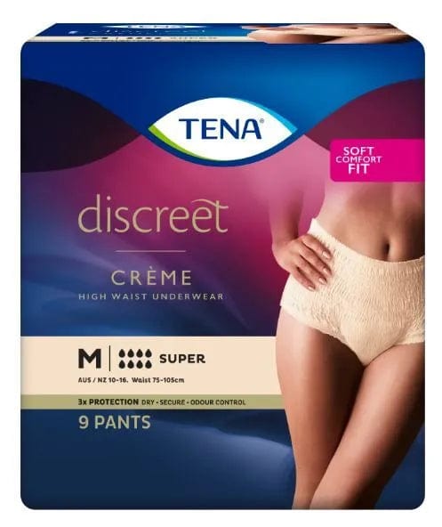 Tena Packet of 9 TENA Discreet High Waist Underwear - Creme Medium CAR782532__PK