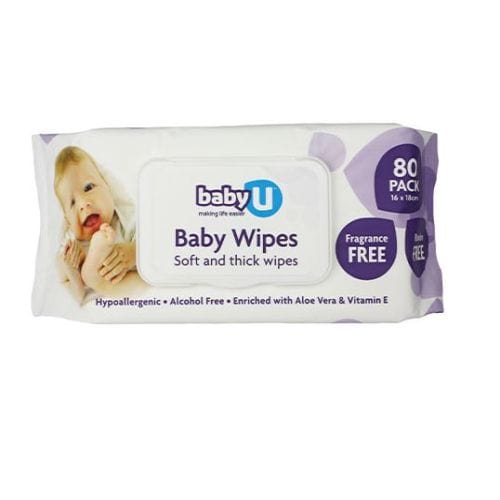 BabyU Packet of 80 BabyU Baby Wipes Fragrance Free 80pk NIC5155__PK