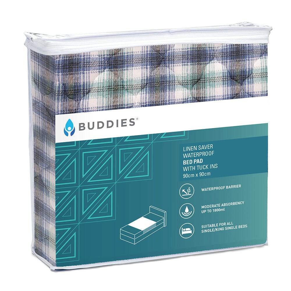 Buddies Tartan Buddies Linen Saver Bed Pad With Tucks SNUF0284SGL0__EA