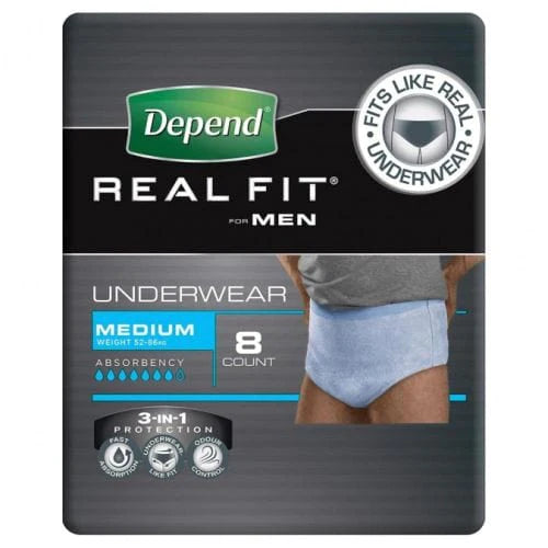 Depend Small/Medium / Carton of 32 Depend Real Fit for Men KIM19605__CT