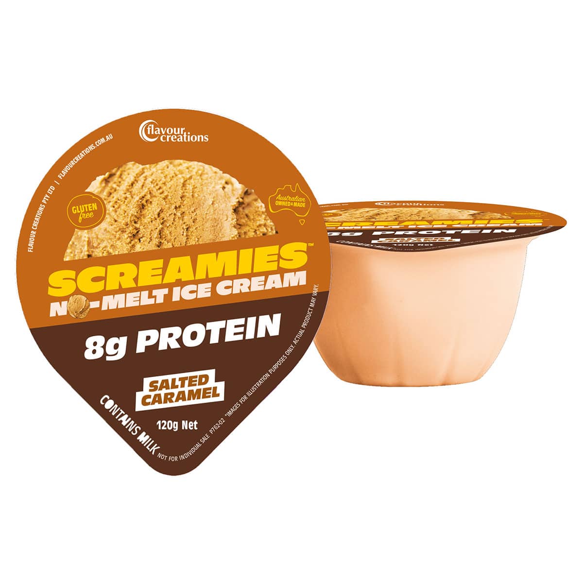 Flavour Creations Carton of 36 Screamies No Melt Ice Cream Protein Salted Caramel FLAPROSCIC__CT