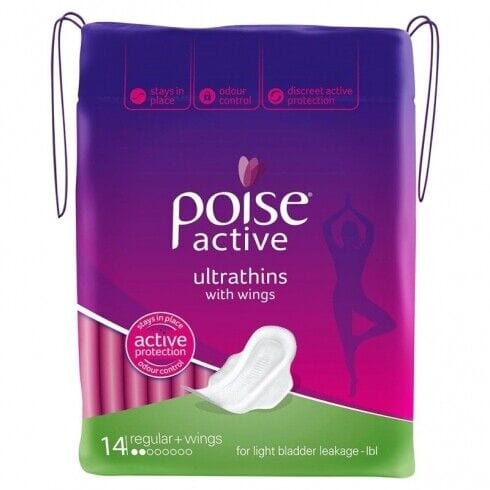 Poise Poise Active Range Regular Ultrathin with Wings Pack of 14