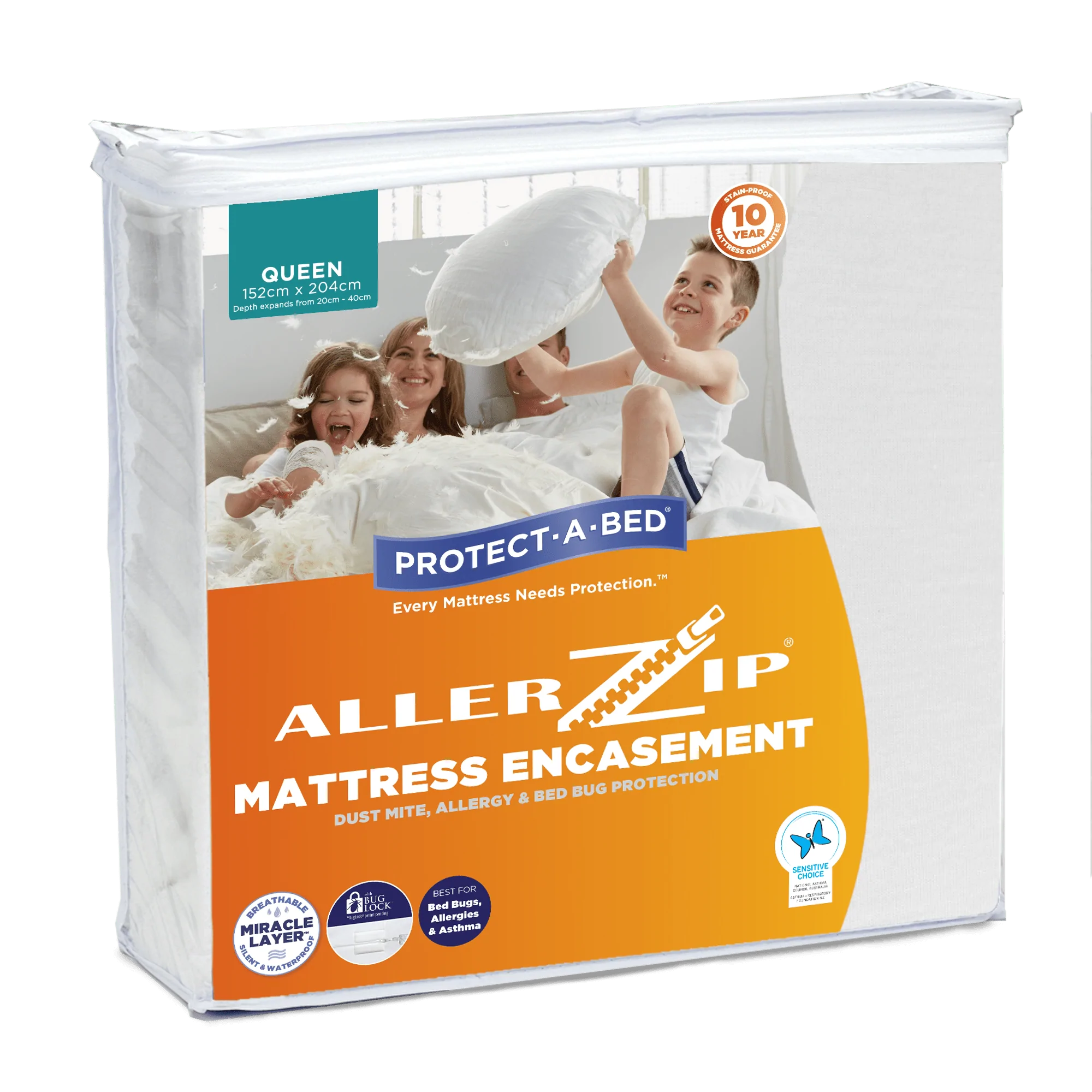 Protect A Bed Queen Allerzip Smooth Fully Encased Mattress Protector SNUF0026QUE0__EA
