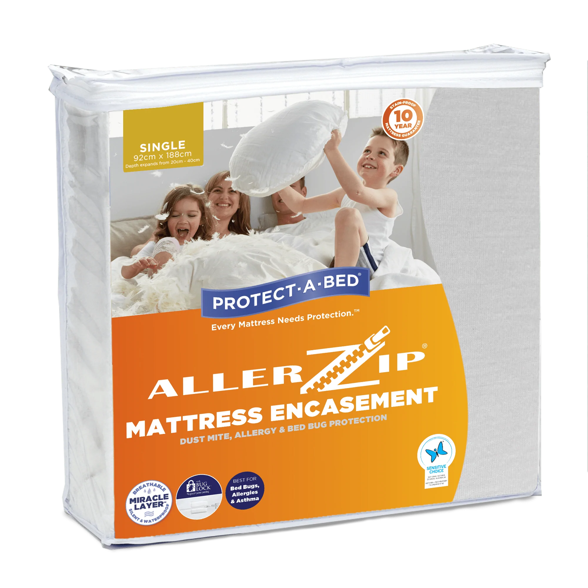 Protect A Bed Protect A Bed Allerzip Smooth Fully Encased Mattress Protector Single