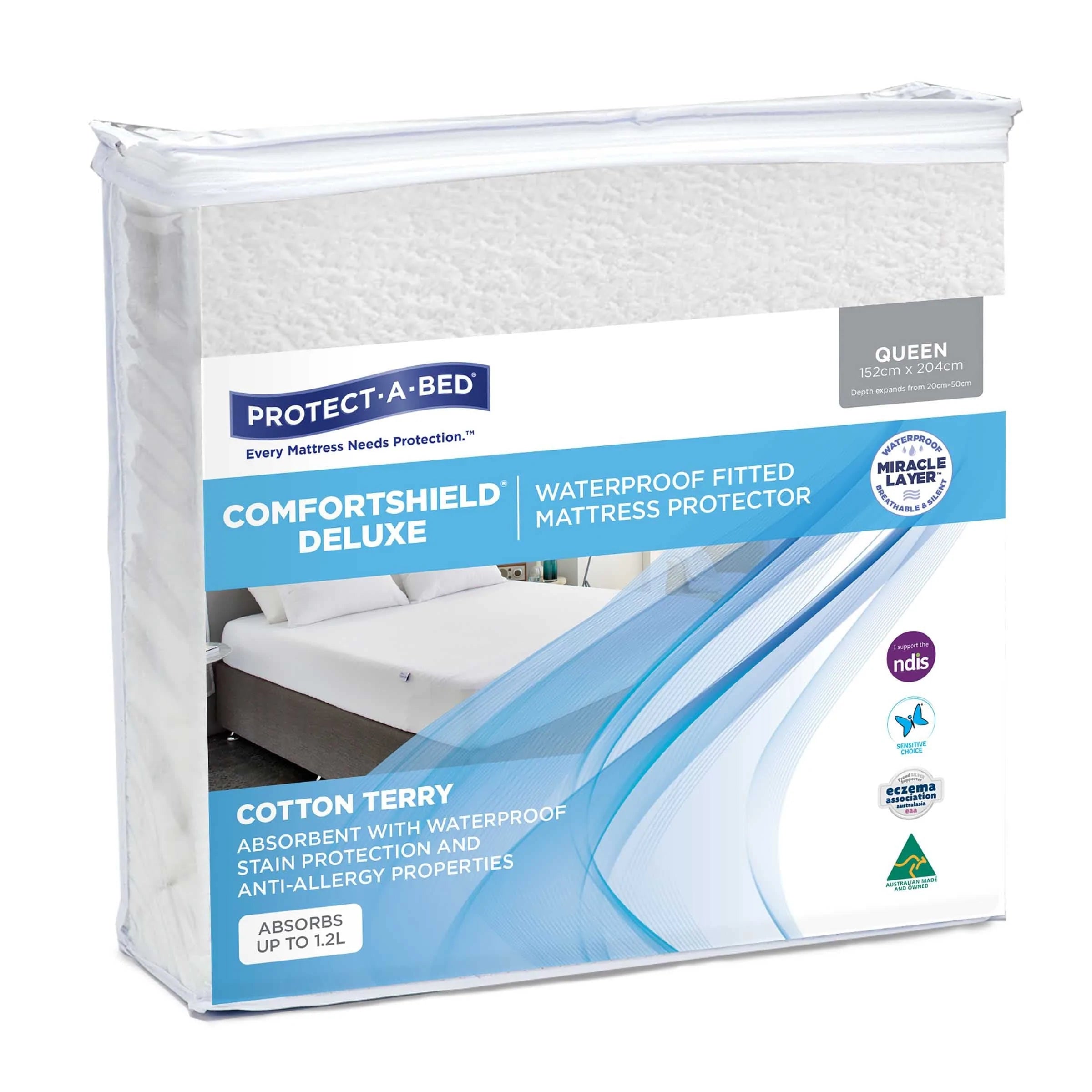 Protect A Bed Protect A Bed Comfortshield Deluxe Fitted Mattress Protector Queen