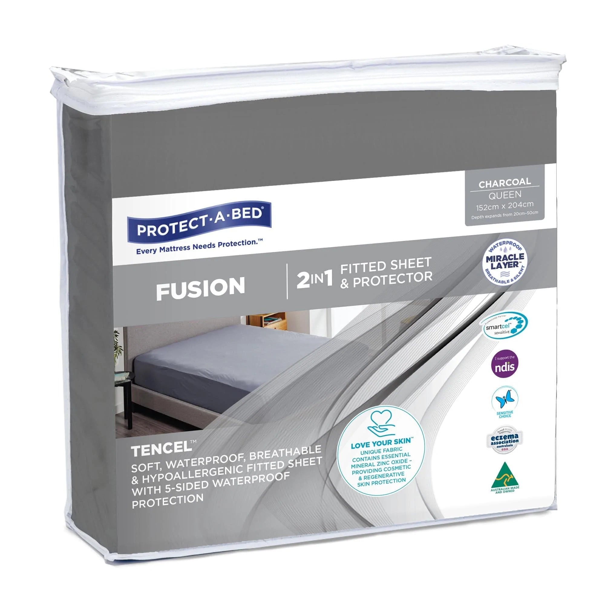 Protect A Bed Queen / Charcoal Fusion Fitted Sheet SNUF0093QUE0__EA