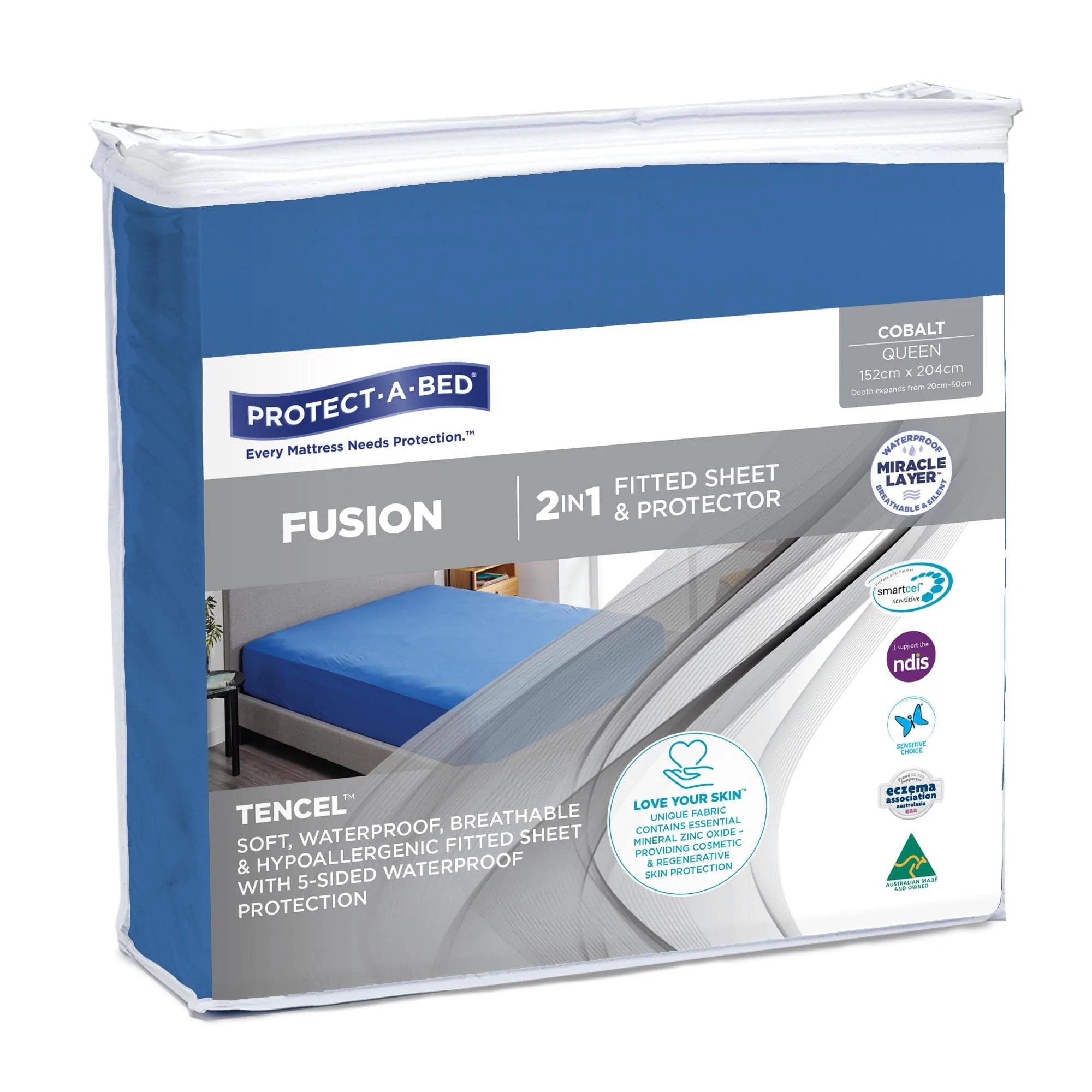 Protect A Bed Protect A Bed Fusion Fitted Sheet Queen Colbalt