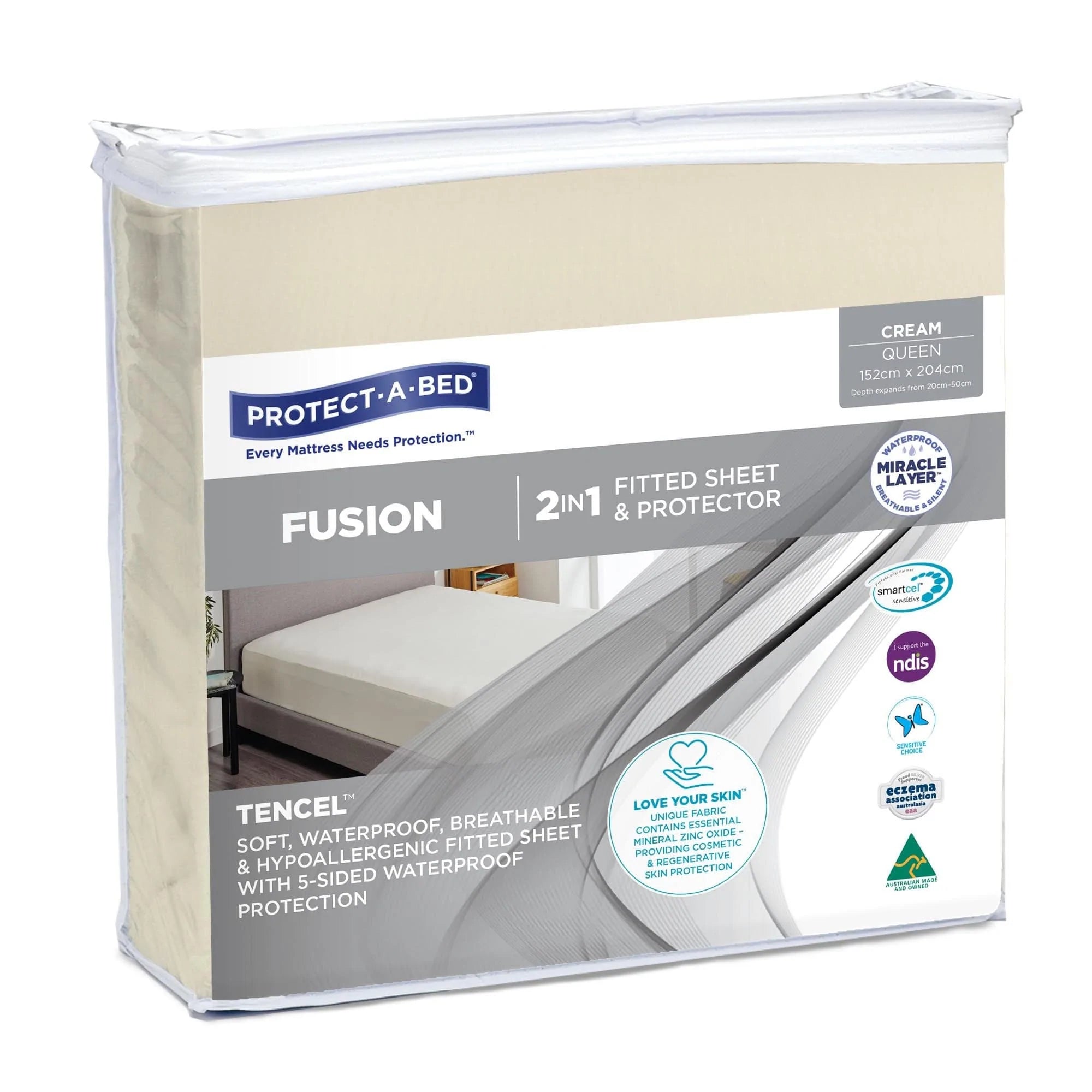 Protect A Bed Queen / Cream Fusion Fitted Sheet SNUF0094QUE0__EA