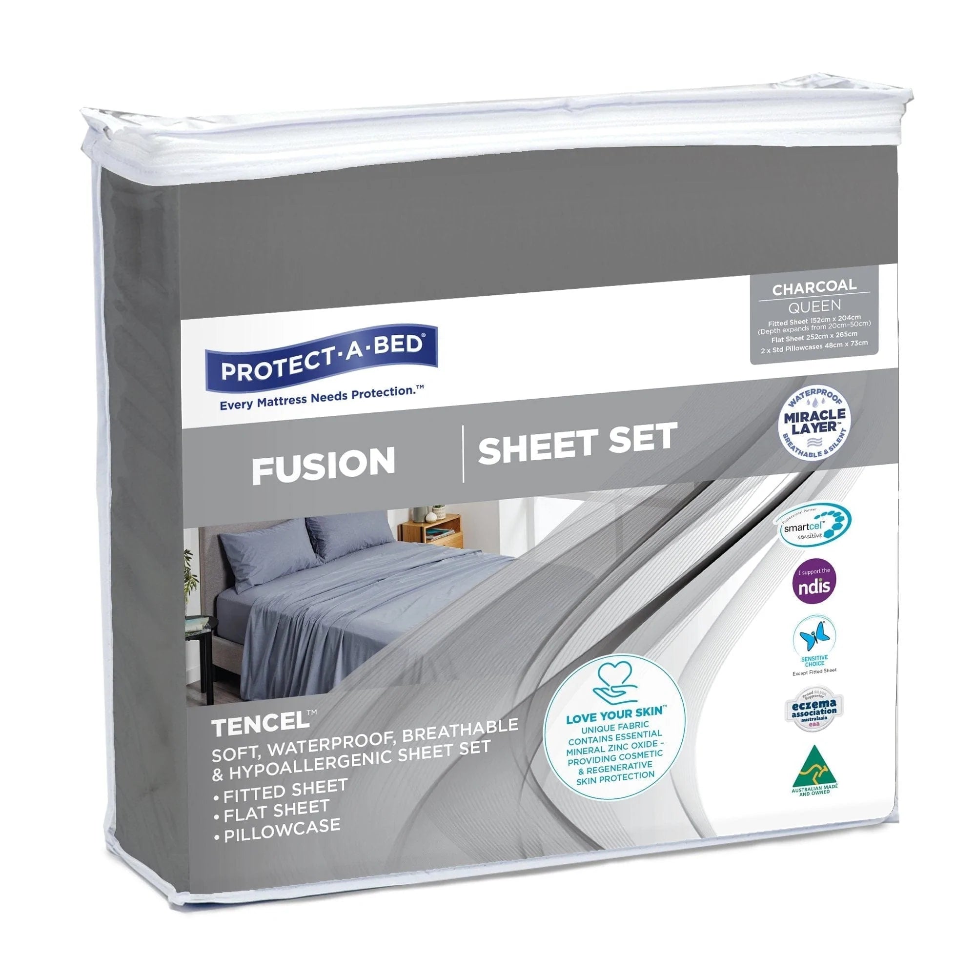 Protect A Bed Queen / Charcoal Fusion Sheet Set SNUF0105QUEK__EA