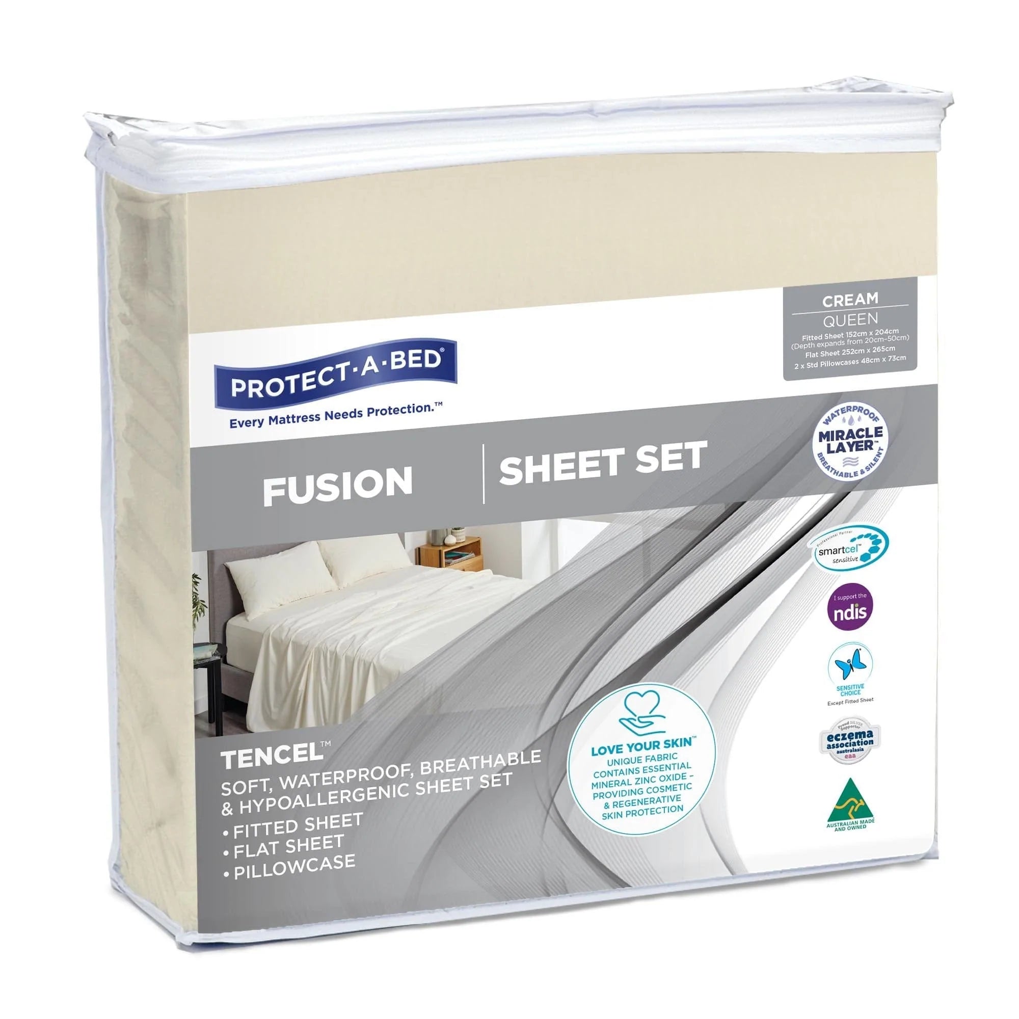 Protect A Bed Queen / Cream Fusion Sheet Set SNUF0106QUEK__EA