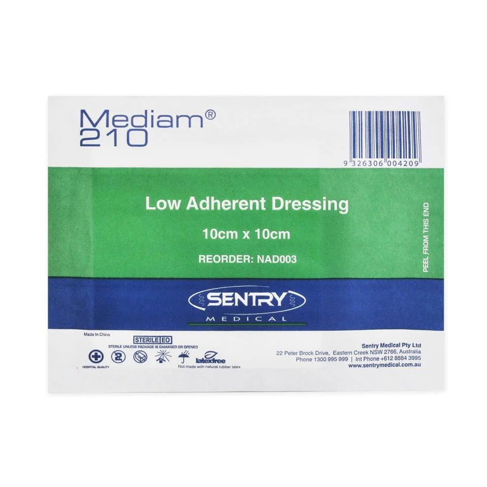 Sentry Medical 10 x 10cm / Box of 50 Non Adherant Normal Mediam210 Sterile AIM0077__BX